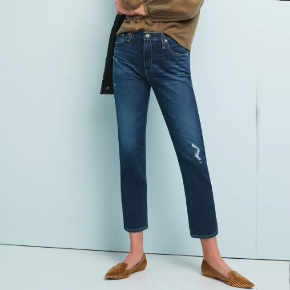 AG The Isabelle High-Rise Straight Cropped Jeans,